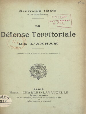 cover image of La défense territoriale de l'Annam